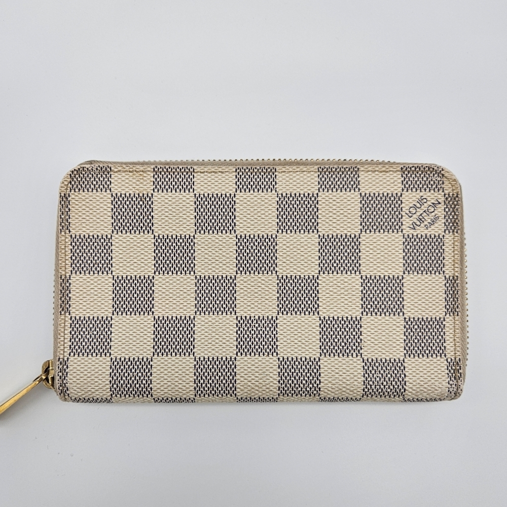 Authentic Louis Vuitton Damier Azur Compact Zippy Wallet #4165M